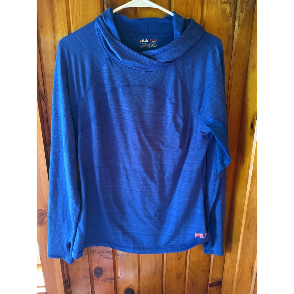 Fila Sport Womens Royal Blue Space Dye Performance Hoodie size Large